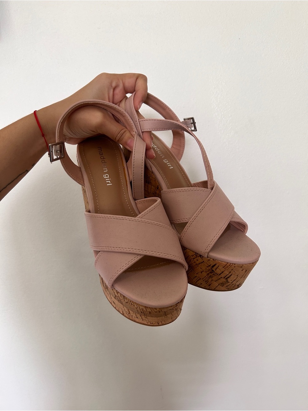 Madden Girl Blush Pink Cork Platform Sandals